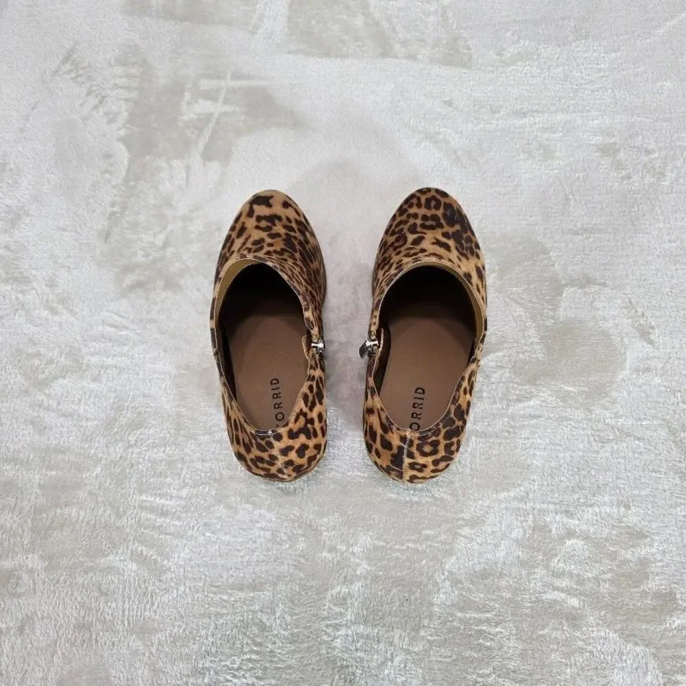 Torrid Size 7W Cheetah Ankle Bootie Tan/Black Animal Print Side Zipper 14508921 - Picture 4 of 6
